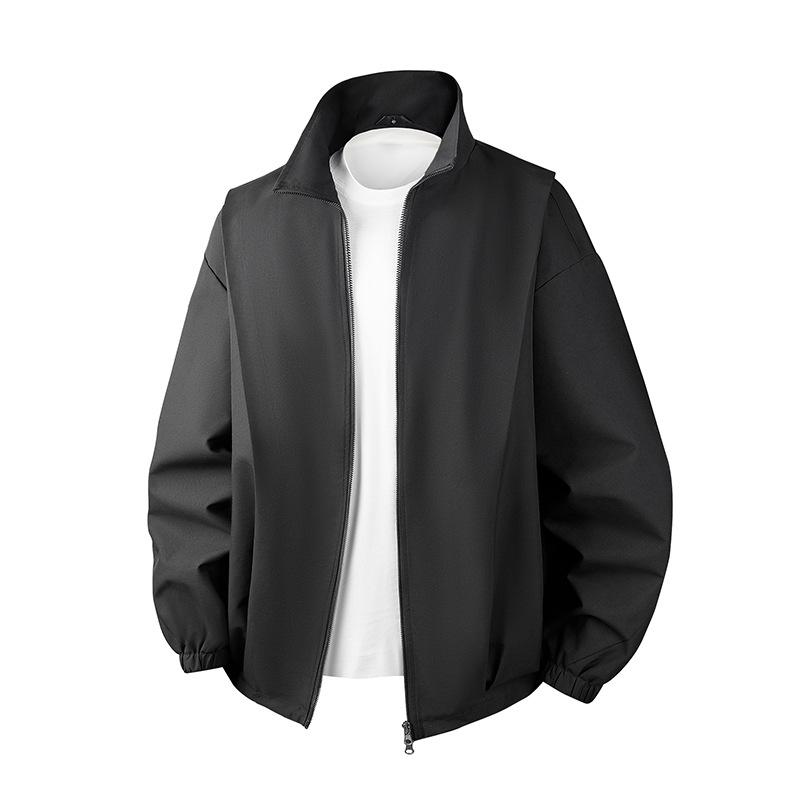 Stand-up Collar Jacket for Men Casual Loose Trend Solid Color Versatile Spring New Zipper Windproof Men's Jacket