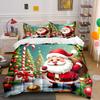 Santa Claus and Christmas Trees Bedding Duvet Cover Set Duvet Cover Pillowcases  (1*Duvet Cover 2*Pillowcases, Without Duvet Insert)