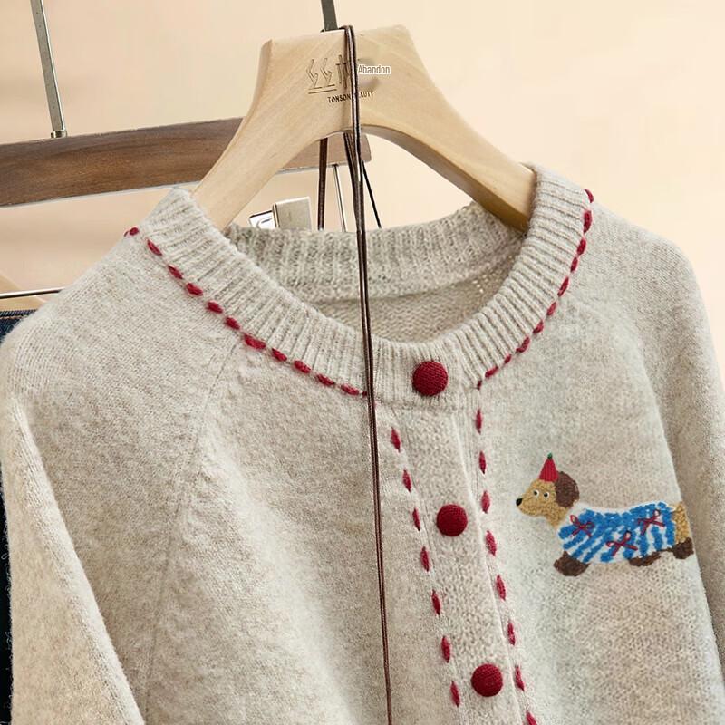 Sybilshe Women's Color Block Cartoon Round Neck Sweater