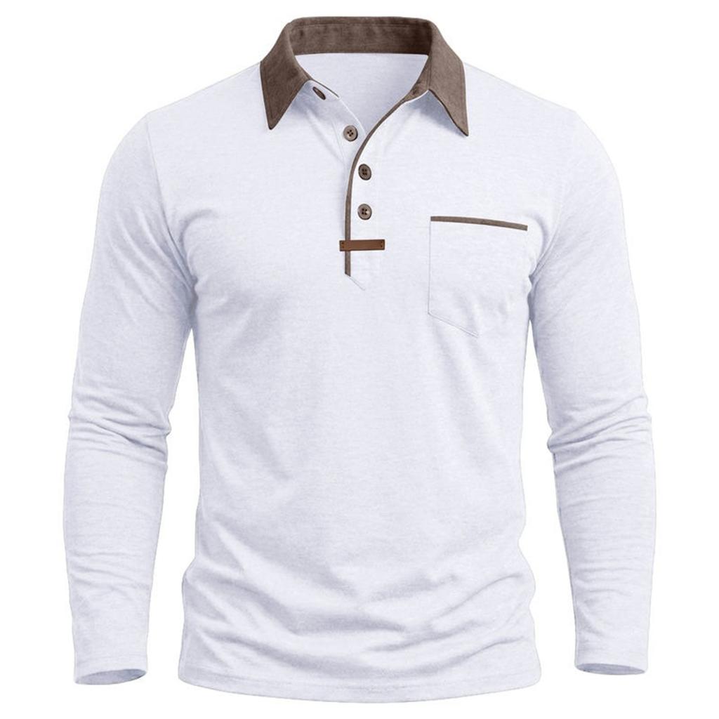 Men's Long Sleeve Golf Polo Shirt Casual Breathable Quick Dry Lightweight Performance Top with Button Placket and Chest Pocket