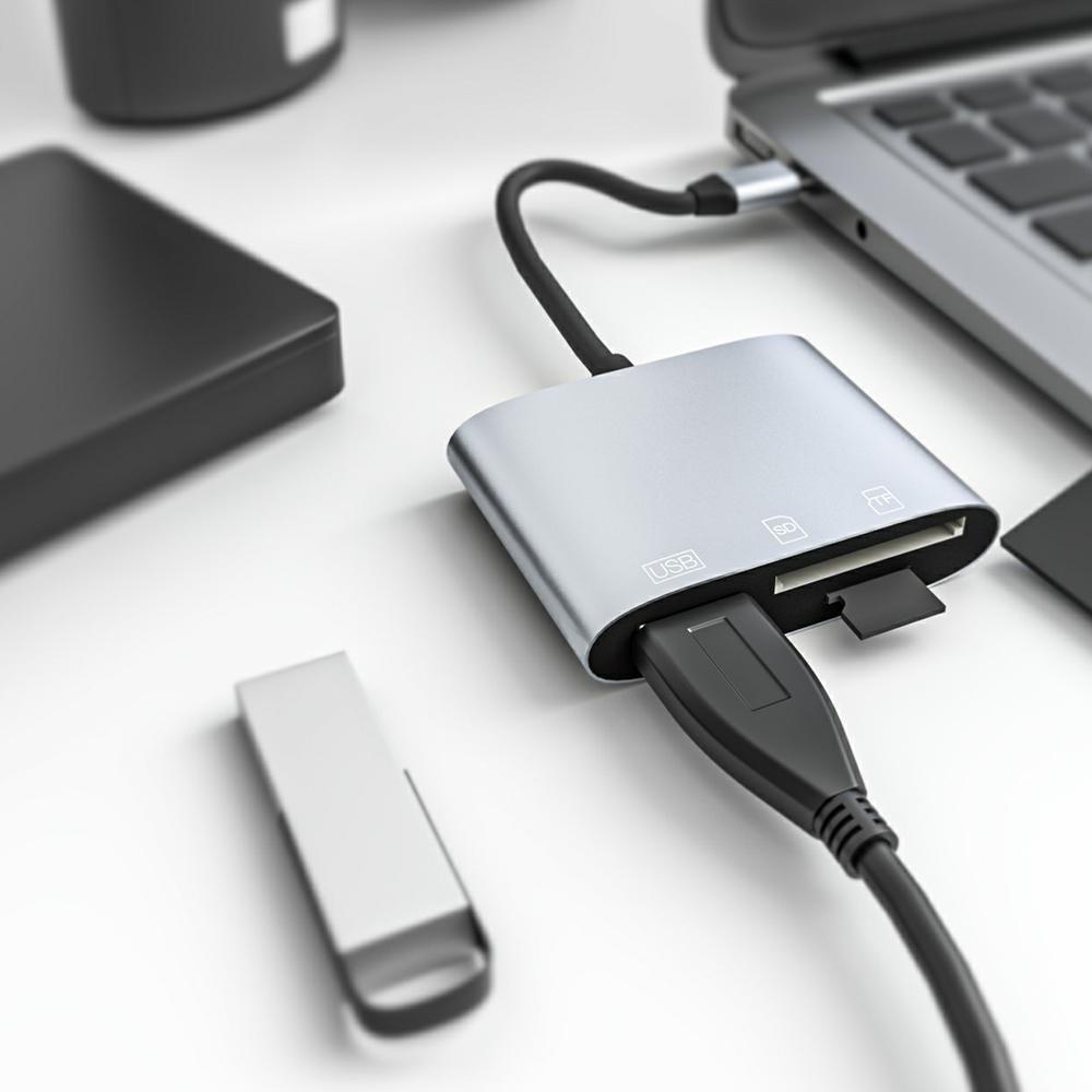 

NK-3041 USB-C Hub 3-in-1 USB3.0 TF Memory Card Reader OTG Adapter As Shown A