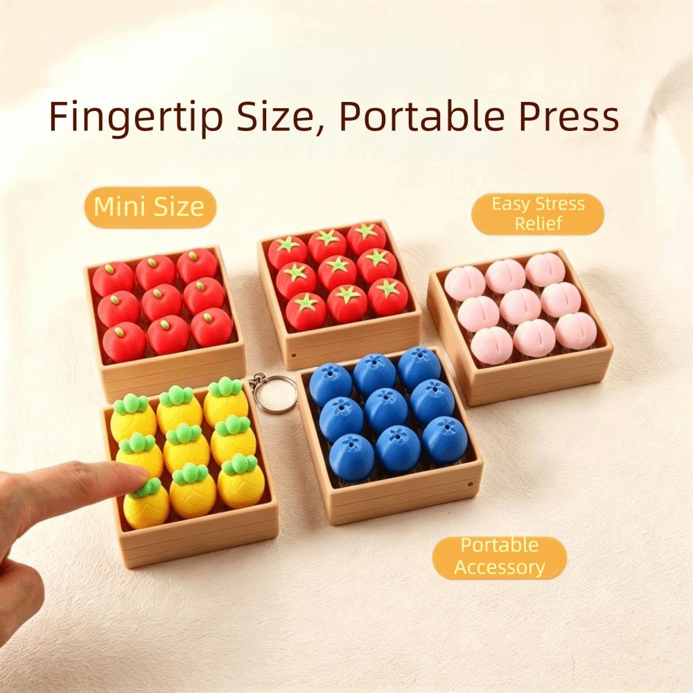 Simulation Fruit Keycaps Clicker NineGrid Keyboard Pendants Press Button Keychain Birthday Gift