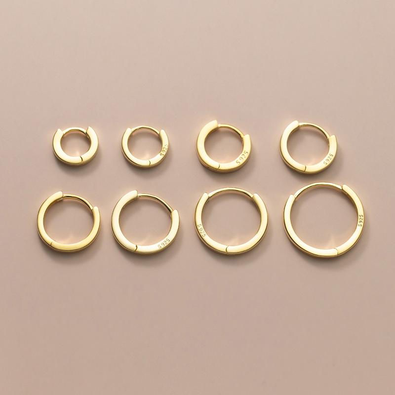 Gold Plated 925 Sterling Silver Hoop Earrings Women Trendy Ear Bone Perforated Design for Weddings