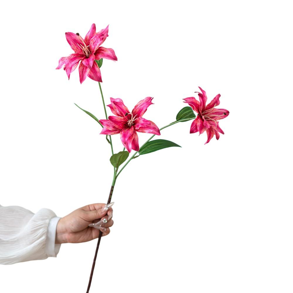 86cm Height Artifiical Flower Branch Flexible Stems Lily Fake Flower  Desktop Ornament