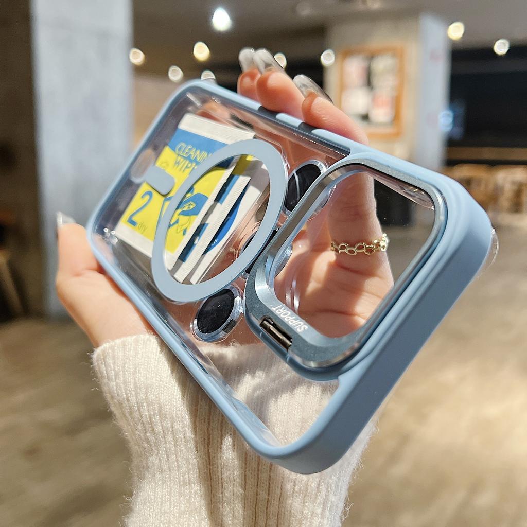 Fashion Ring Stand Case For Magsafe For iPhone 17 16 15 14 13 12 11 Pro Max Magnetic Wireless Charge Case With Lens Protector