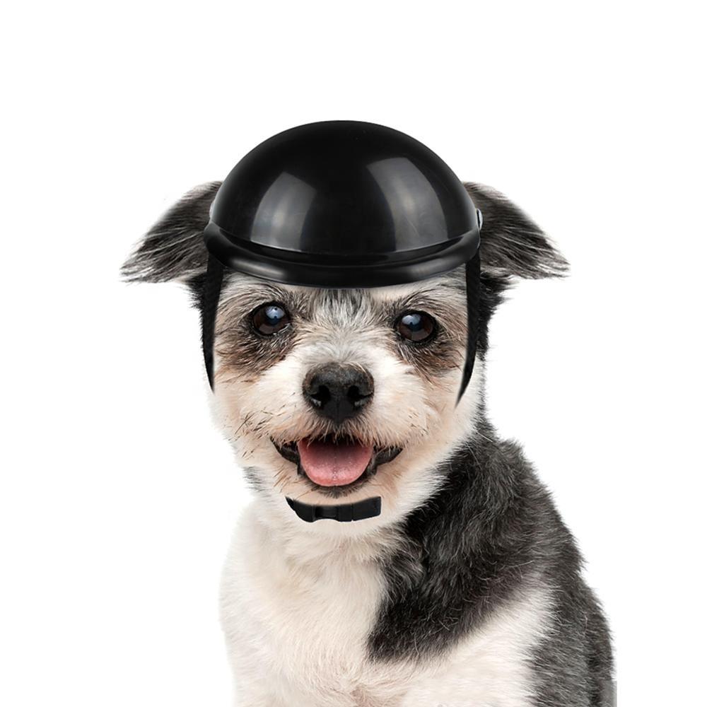 Pet Helmet Motorcycle Bike Riding Doggie Cap Black for Small Dogs Puppy