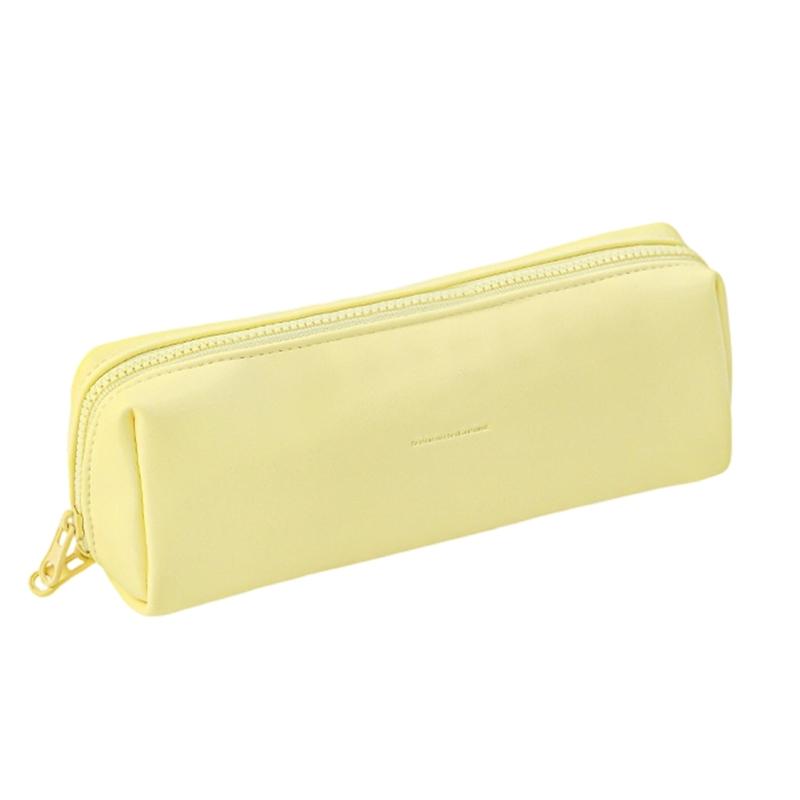 

PU Leather Pencil Case Student Essential Pouches Multicolor Option Multifunctional Washable Pen Box for Boys Girls лимонно-желтый