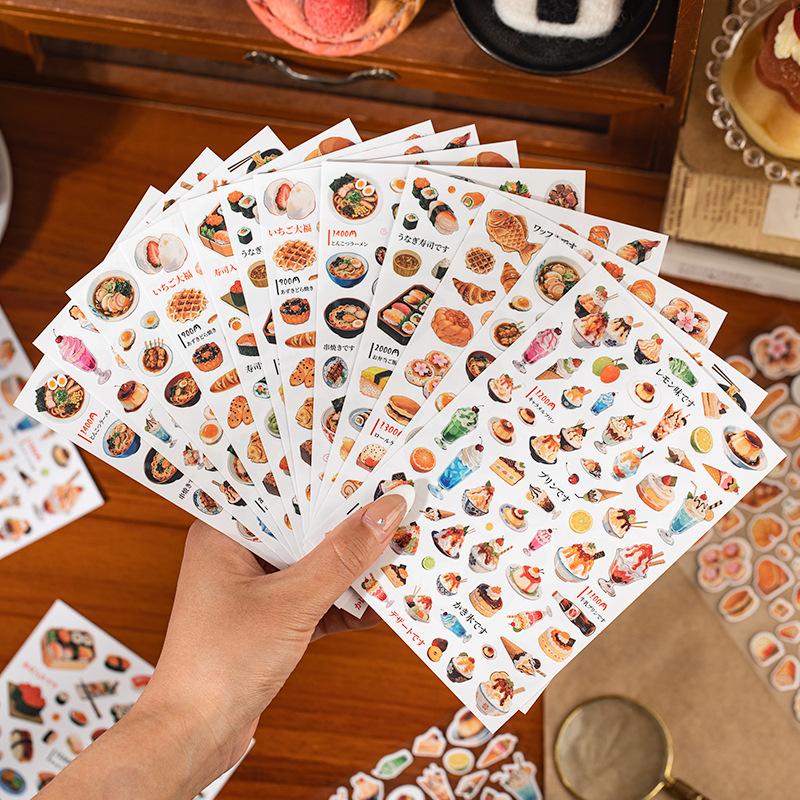 2 Sheetspack Snoring Cat Delicious Foods Sushi Bread Stickers Cute Scrapbooking Journaling Decoration Diy Collages