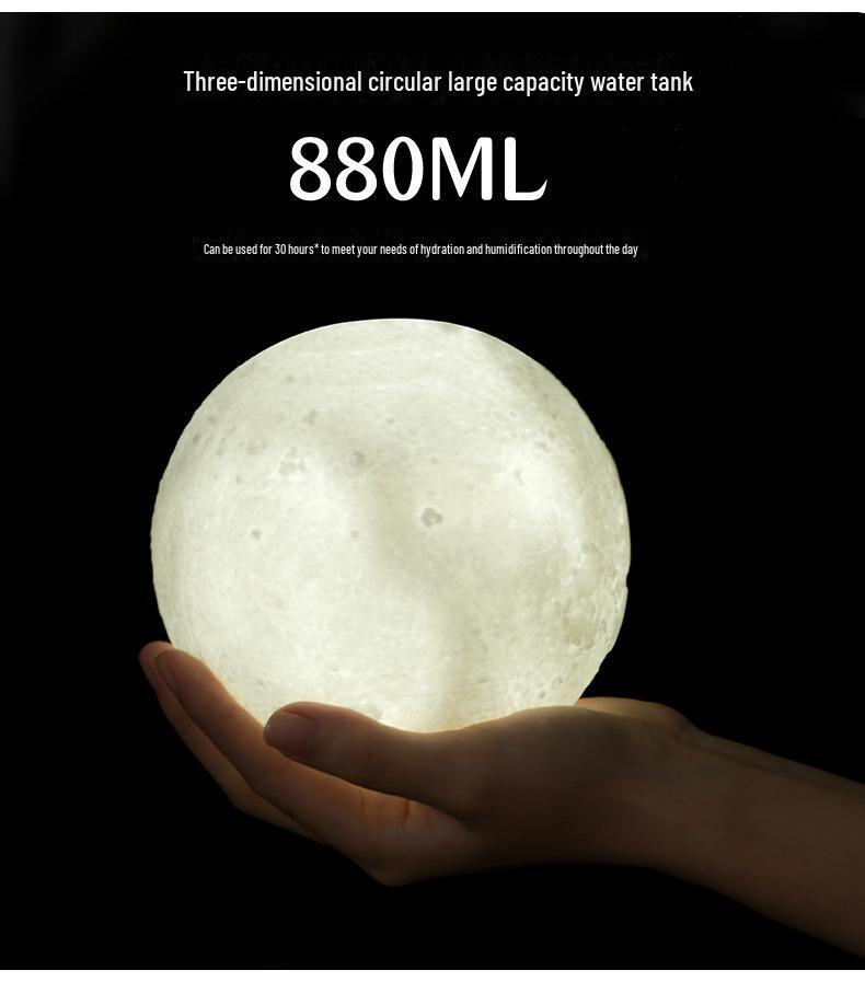 3D Moon Lamp Humidifier: 880ml USB-Powered Night Light for Home & Office