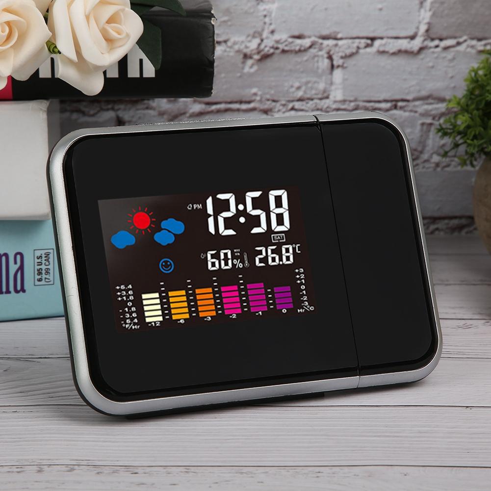 Multifunctional LCD Color Screen Electronic Alarm Clock Projection Weather Clock