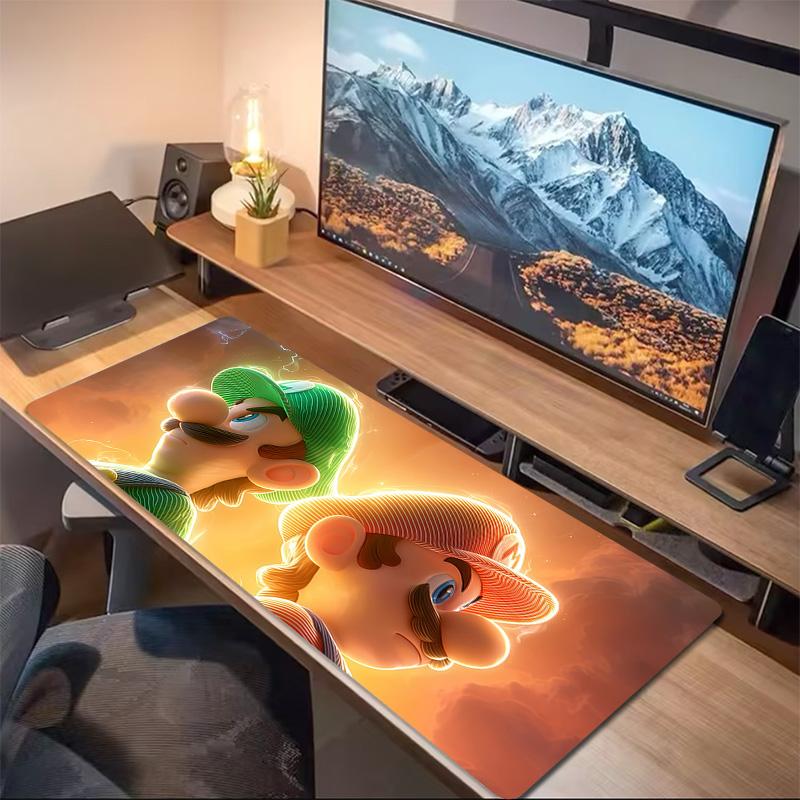 Mario & Luigi Duo Print Cushion Non-slip Laptop Tablet Big Mousepad XXL Mat Mini PC Playmat With Lock edge