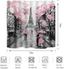 Paris Eiffel Tower Shower Curtain Oil Painting European France City Landscape Modern Couple Black Pink Tree Home Bathroom Dcor