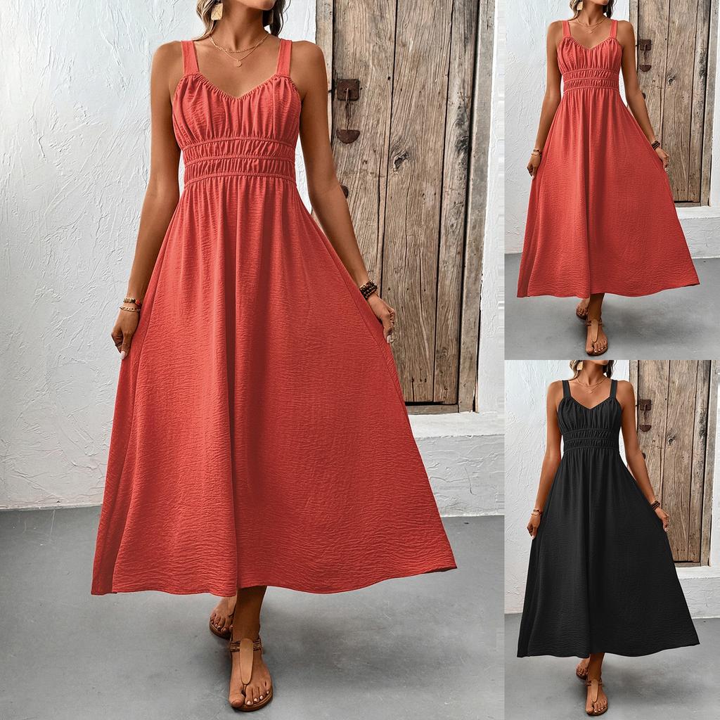 Dámská móda Ležérní styl Střední délka Šaty na ramínka Jednobarevné Dámské šaty