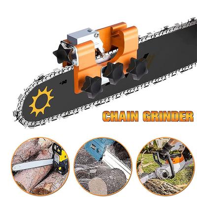Easy Portable Chainsaw Sharpening Jig Aluminium Alloy Chainsaw Sharpener with Grinder Stones Chain Saw Drill Sharpen Tool with 1/3/5PCS Grinding Head