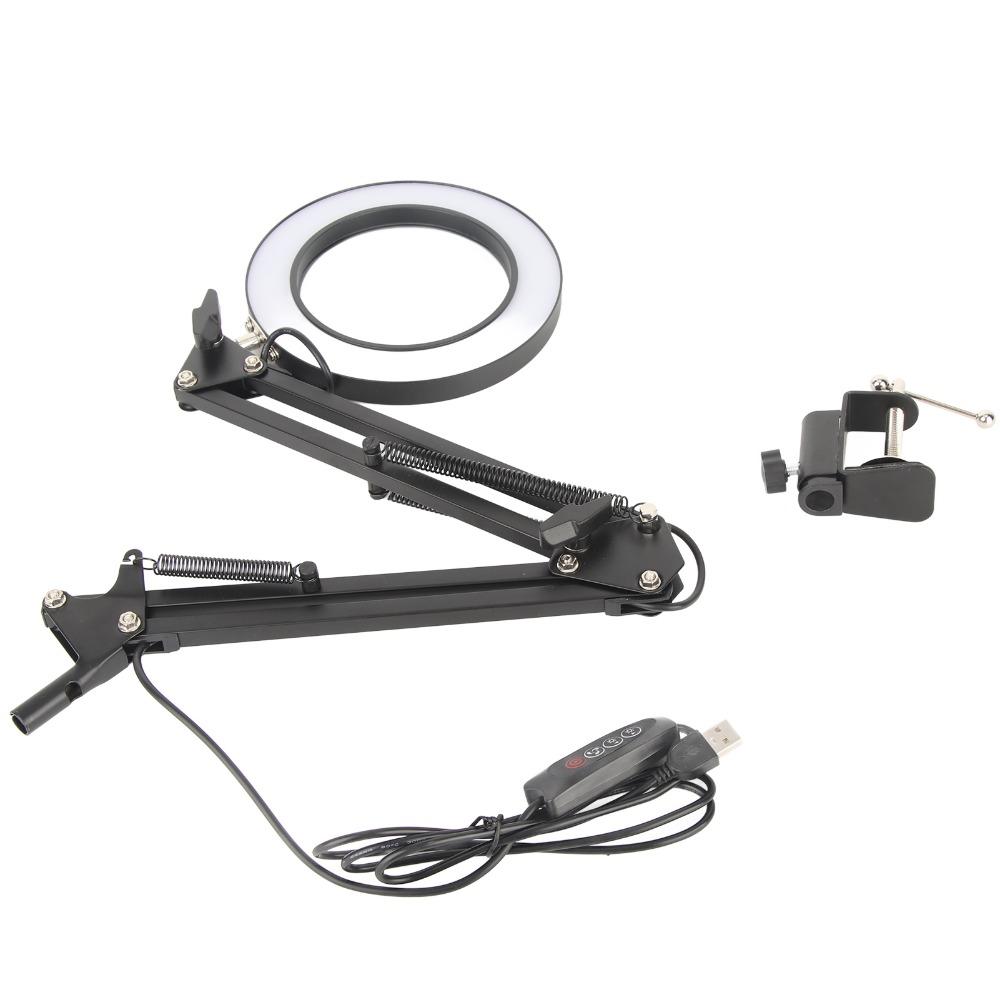 3 Colors 10X Magnifier Adjustable Desk Lamp With Clamp Magnifying Lamp Precision Work
