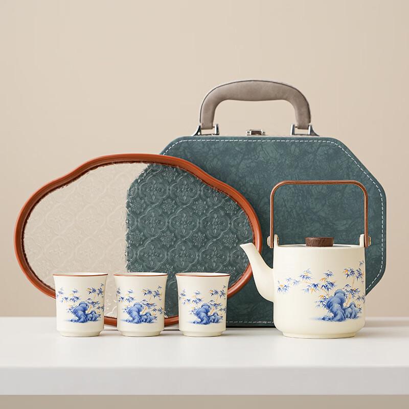 Ceramic Kung Fu Tea Set with Large Handle Teapot