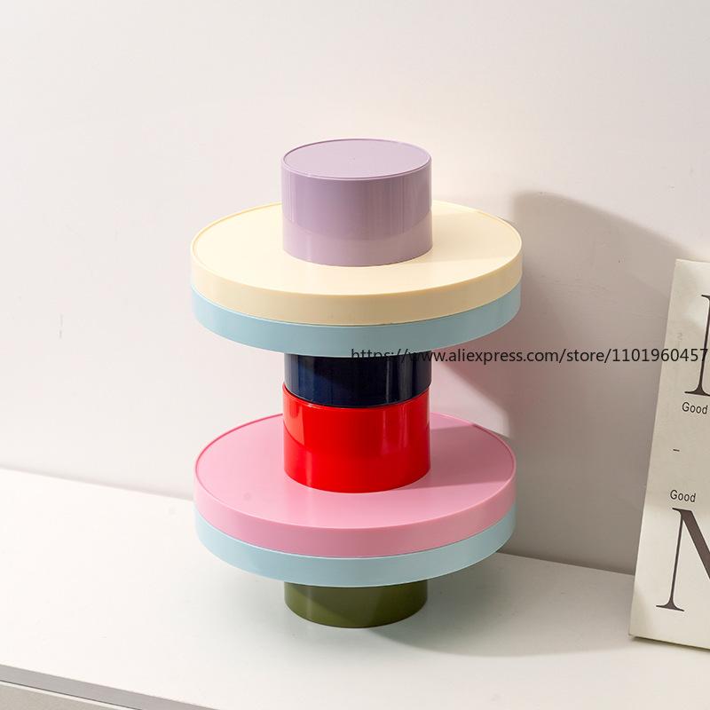 Dopamine High-Footed Round Tray Fruit Plate Simple Style Home Desktop Office Sundries Storage Box Nordic Ins-Style