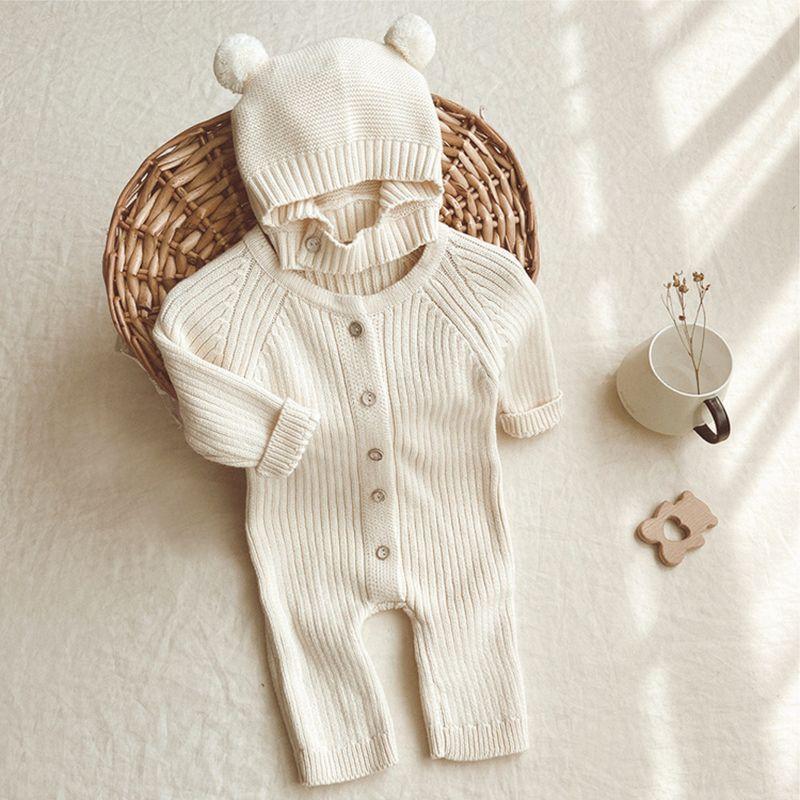 Trendy Baby Romper Sweater for Autumn and Winter, Stylish Korean-Style Knit Jacket for Full Month and 100-Day Photoshoots