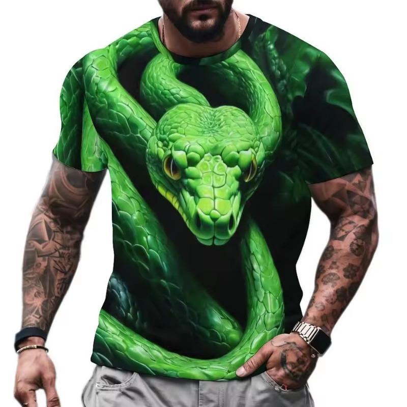 Fashion Snake 3D Printed T Shirt For Men Funny Animal Pattern Oversized T-shirt Summer Hip Hop Trend Clothing Casual O-neck Tops