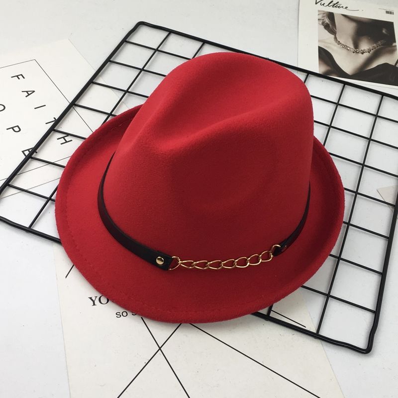 Chain Decor Fedora Hat for Men Women Korean Style British Retro Bowler Hat for Daily Casual Wear Stage Performance