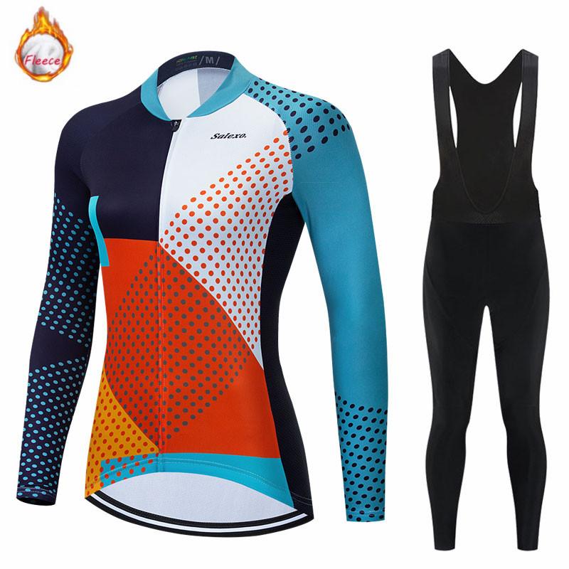 Women 2026 Winter Velvet Warm Thermal Fleece Winter Cycling Clothing Long Sleeve Jersey Suit Triathlon Outdoor Riding Bike MTB Clothing Jersey