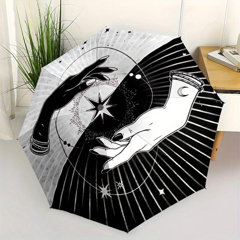 1pc Moonlight Stars Automatic Open/Close Umbrella with Windproof, Functional Design, 8-Rib Sturdy Canopy