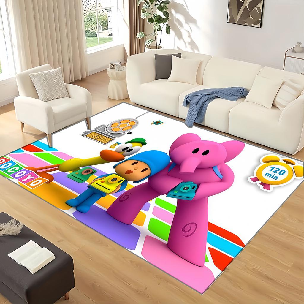 3D Fun P-Pocoyo Elly Pato Cartoon Carpet Rug for Home Living Room Bedroom Sofa Doormat Decor,kids Play Non-slip Floor Mat Gift
