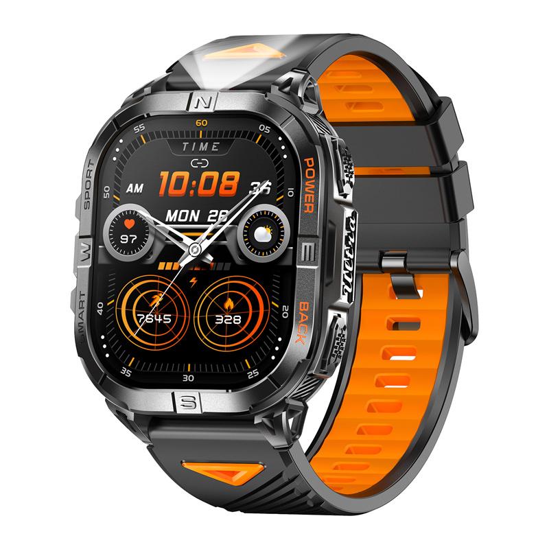 K72 Smart Watch 2.13inch Amoled GPS Positioning Flashlight BT Calling Health Monitor Outdoor Sports Fitness Smartwatch