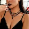 Retro Punk Style Black Love Heart Star Multilayer Pendant Necklace Set for Women Personality Hip Hop Rock Jewelry Set Accessory