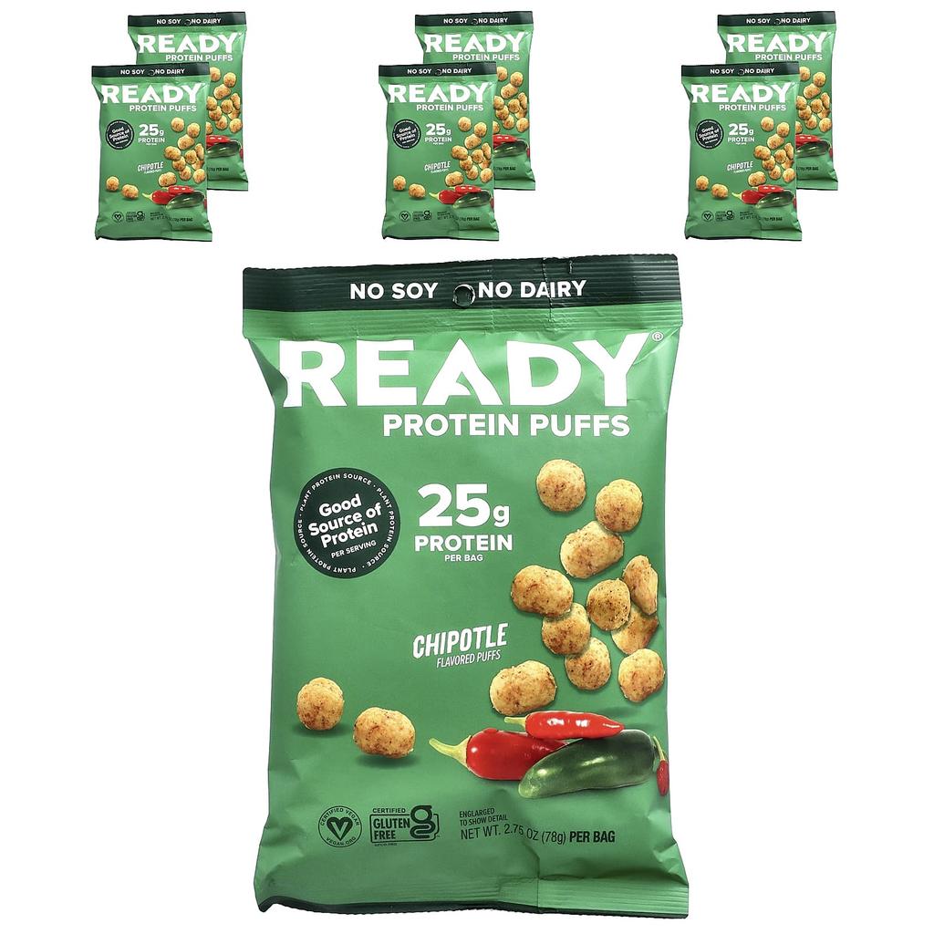 Ready, Protein Puffs, Chipotle, 6 Packets, 78g (2.75oz) Each