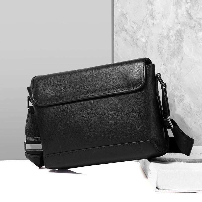 

Men s Portable Backpack With Leather Layer Outings Crossbody Bag Business Commuting Leisure Mailman Shoulder Style