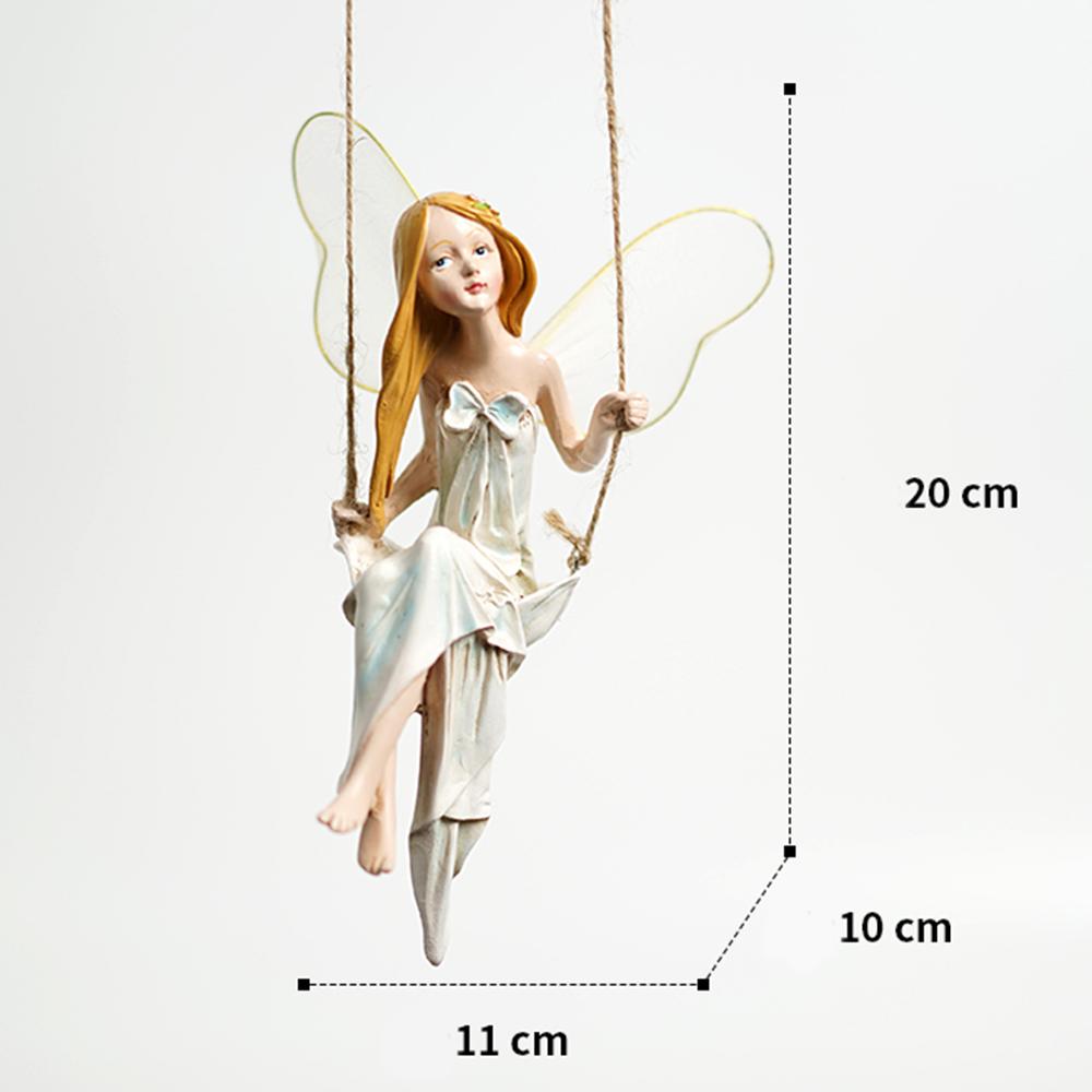 

Статуэтка феи, качающейся на качелях, Фея цветов, Подвесные статуэтки из смолы с веревкой для наружного сада, DIY украшения, Домашние ремесленные украшения