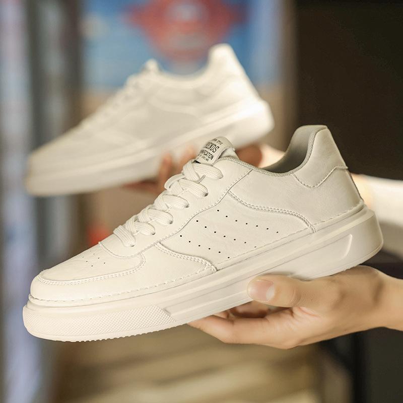 

Premium board shoes men s shoes new leather surface air force sports shoes youth soft sole fashion casual versatile white shoes 39 белый
