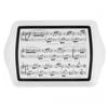 [Q6455] - Small Melamine Tray 'Music' White Black - 20. 5x13. 5cm