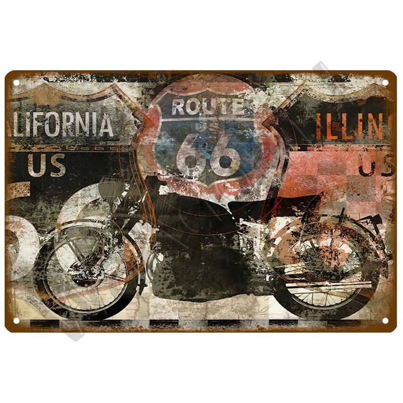 Route 66 Metal Sign House Plaque Metal Poster Tin Sign Plate Wall Posters Vintage Retro Aesthetic Room Decor Wall Art Decoration