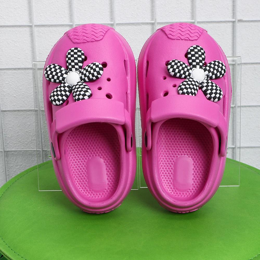 New Summer Children Beach Slippers Soft Anti-Slip Comfort Hole Flower Sandal for Boy Girl Cute Light Breathable Garden Shoes