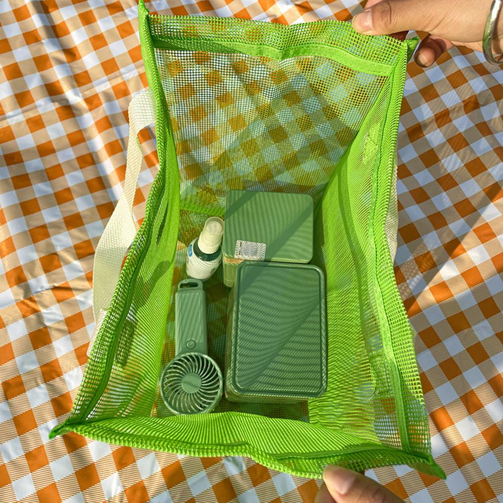 Big Eyed Breathable Mesh Tote Bag for Leisure Travel, Hand-held Beach Bag for Washing and Storage, Large Capacity Tote Bag