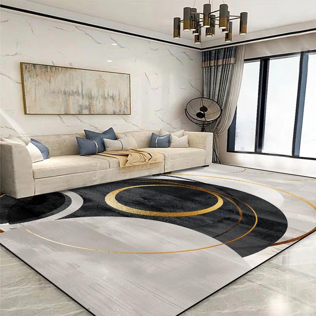 Modern Golden Geometric Carpet for Living Room Large Area Decoration Home Rugs for Bedroom Soft Non-slip 200x300 Lounge Sofa Mat
