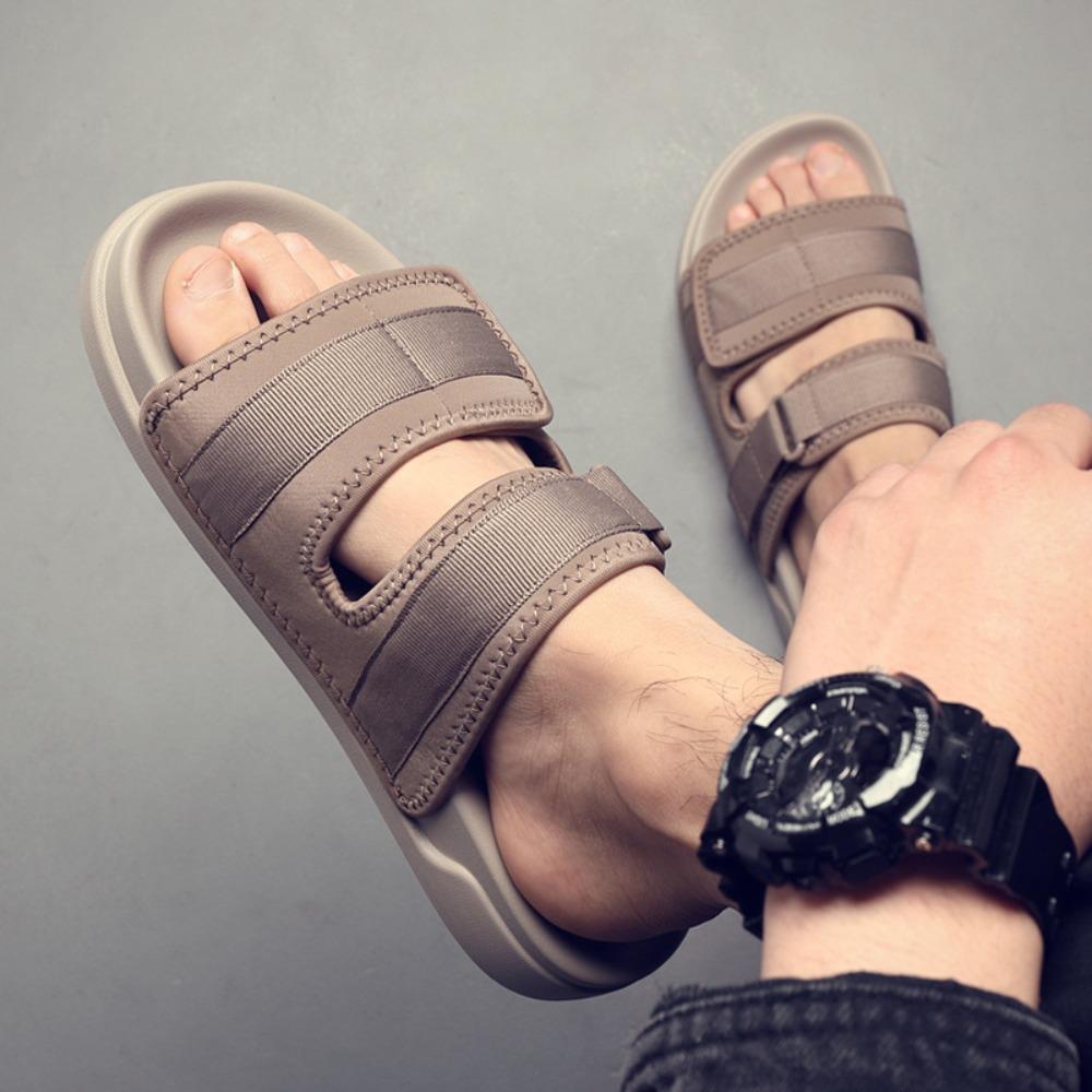 Men's Slippers Summer New Trendy Fashion Versatile One Word Drag Wear Soft Soled Beach Shoes Summer Men Sandals