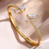Micro Pave Zircon Adjustable Open Cuff Bracelet Butterfly Clover Star Fine Jewelry Women