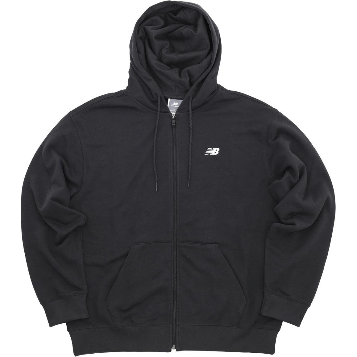 New Balance Logo Printed Zipped Drawstring Hoodie MJ41501BK XL
