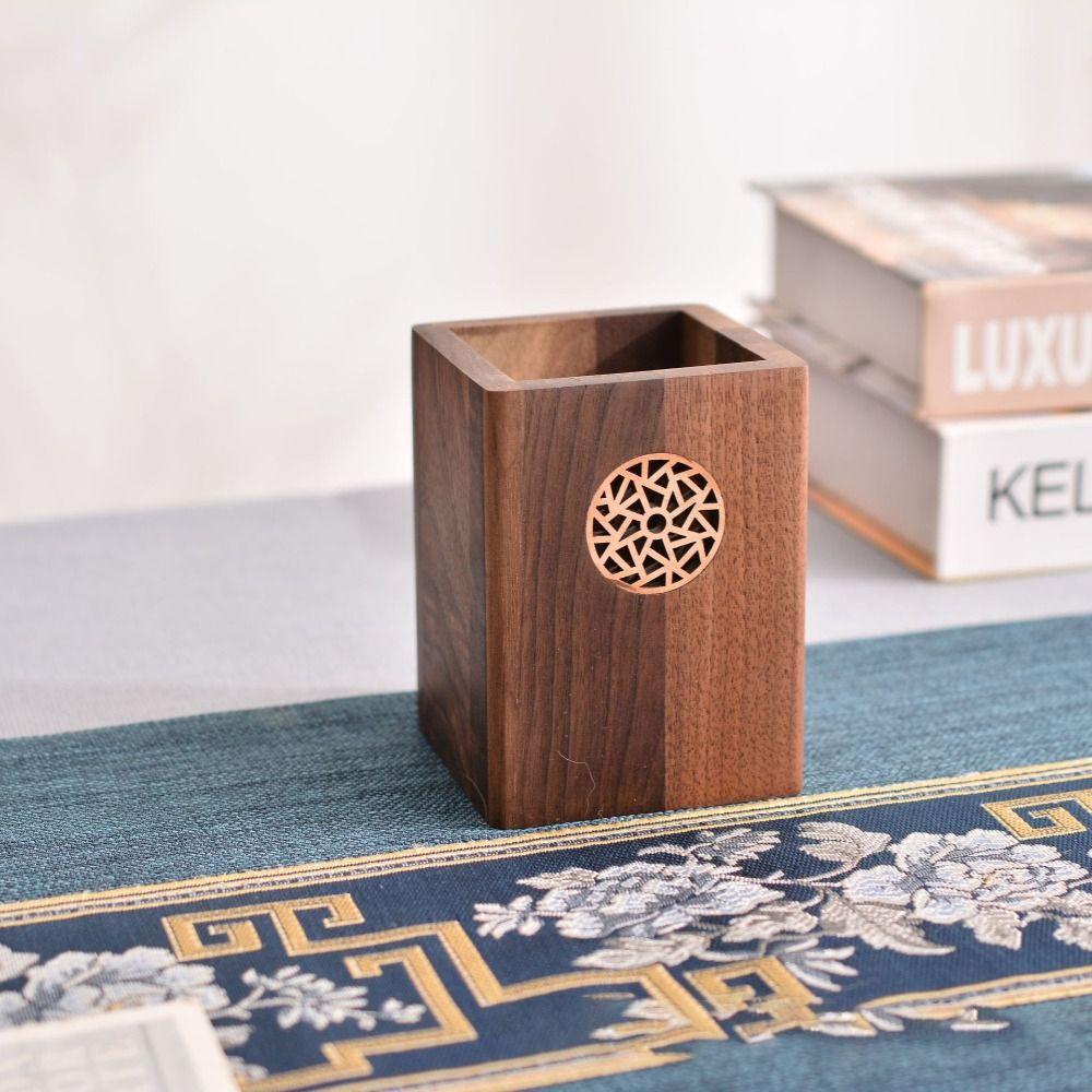 Multiple Use Wooden Pencil Box Vintage Marker Pen Storage Cup Desk Organizer Pen Container  Office