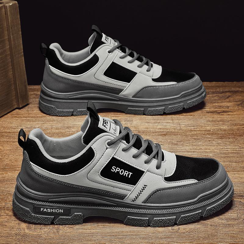 Men's Shoes Autumn Breathable New Versatile Casual Board Shoes Men's Thick-soled Low-top Tooling Leather Martin Boots Men