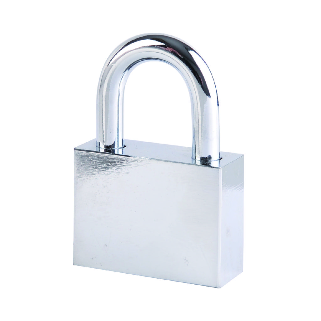 Beugel Hangslot met Pantserijzeren Padlock met Vierkante Sleutel Chroomafwerking 50mm Afmeting en Rondrand Behuizing Diefstalbeveiliging