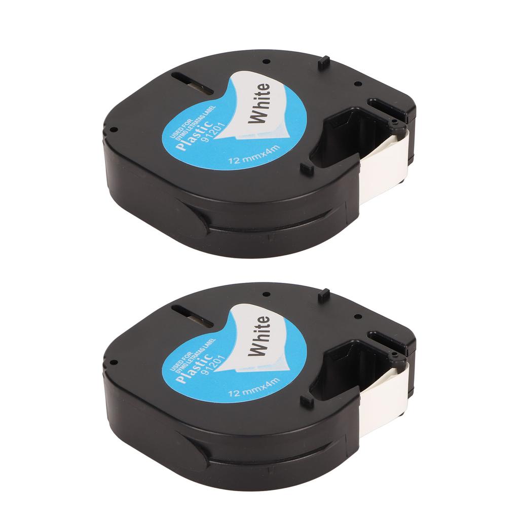 Fita para etiquetadora 2Pcs 12mm de largura 13 pés de comprimento à prova d'água resistente a óleo preto no branco fita para etiquetadora L