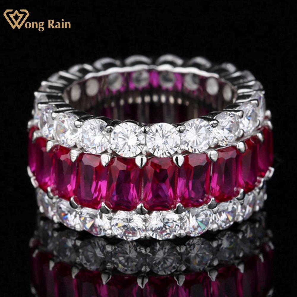 

Wong Rain, 100% серебро 925 пробы, AAAAA, цирконы, драгоценный камень, свадебное обручальное элегантное винтажное кольцо для женщин, ювелирные изделия US 5 красный