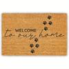 Beige Leopard Print with Art Welcome Welcome Mat Non‑Slip Rug for Unique and Modern Home Entryway
