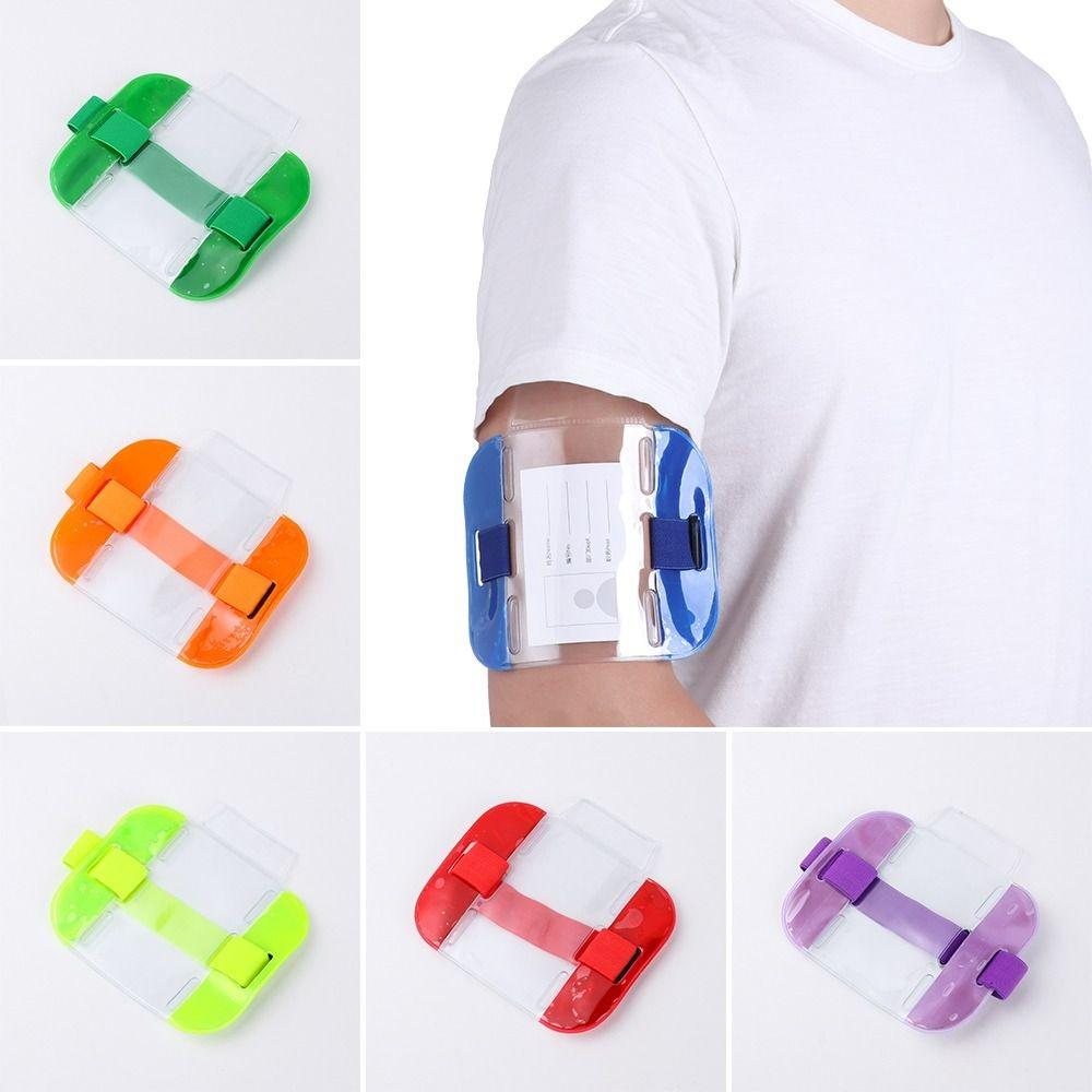 Arm Elastic Band Bag Transparent Elastic Arm Band ID Badge Holder Photo Armband Credit Card Case