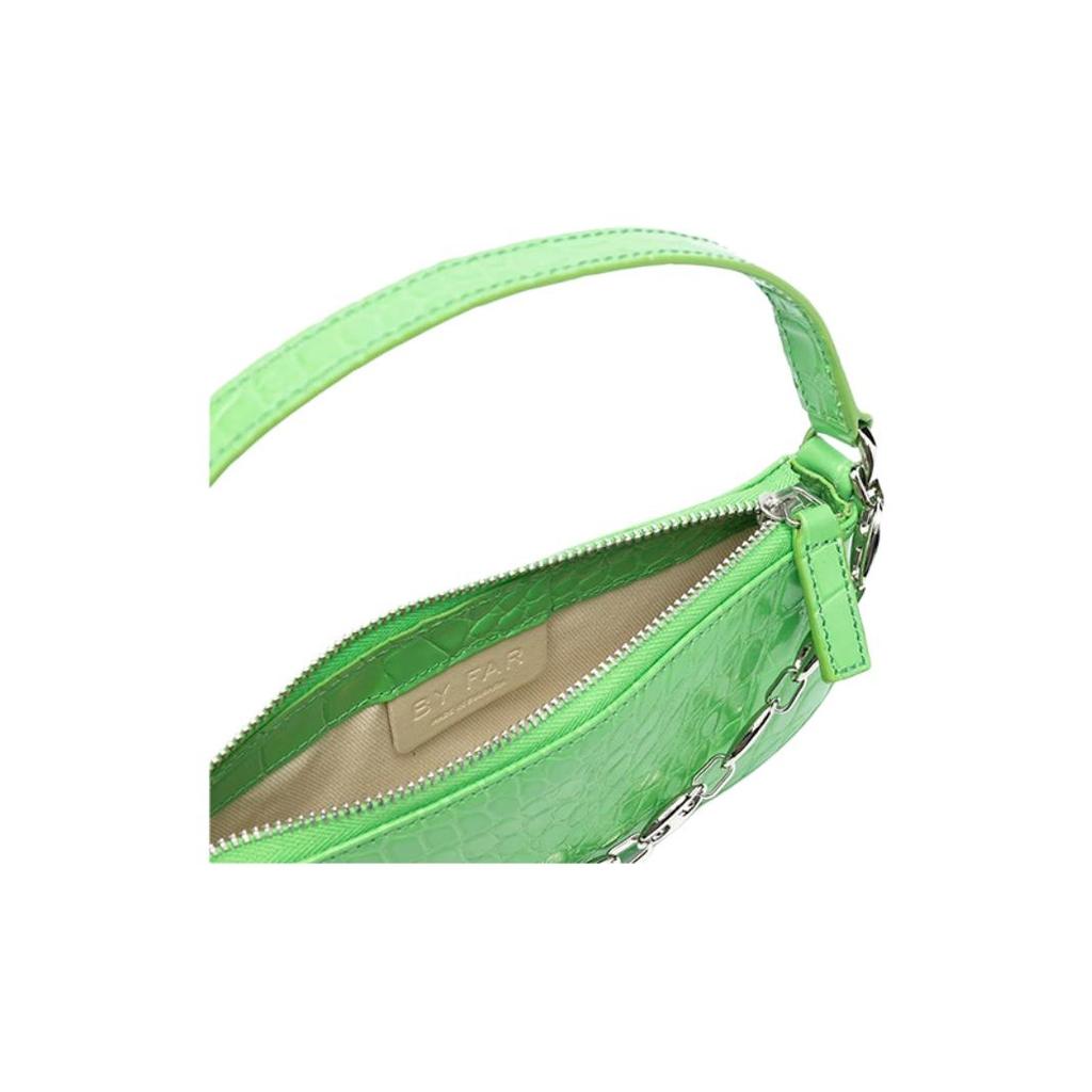 By Far Mini Rachel Strapless Textured Chain Zip Closure Leather Underarm Shoulder Handbag Women handbags Green 21CRMIRAGSDSMA
