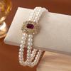 Foreign Trade, High-end Double-layer Imitation Pearl Bracelet Temperament Diamond-set Geometric Women's Jewelry